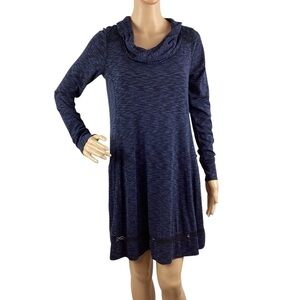 Anthropologie Saturday Sunday Space Dye Cowl Neck Dress Size S Blue